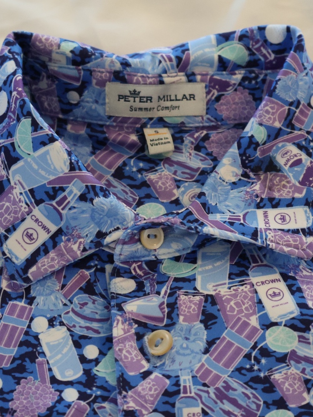 Peter Millar Blue and Purple Novelty Print Polo